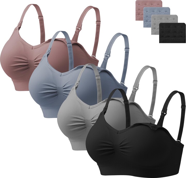 HBselect 4 Pcs Maternity Nursing Bra Seamless Nursing Bra with Extra