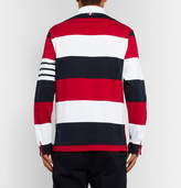 Thumbnail for your product : Thom Browne Striped Cotton-Jersey Polo Shirt