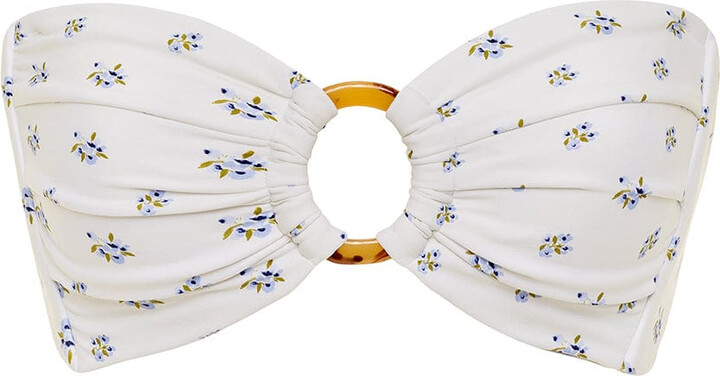 Montce Swim White Heidi Floral Tori Ties Bandeau Bikini Top