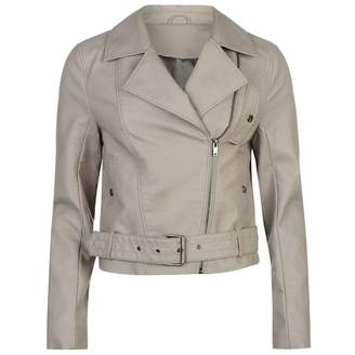 Firetrap Women Biker Jacket Leather Coat Top Chest Pocket Asymmetrical Front Zip