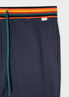 Paul Smith Men's Navy Jersey Cotton Lounge Pants With 'Artist Stripe' Waist