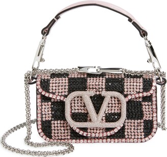 Valentino Garavani Locò Shoulder Bag Crystal-Embellished VLogo