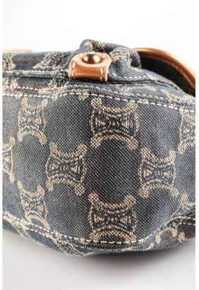 Celine Blue Bronze Metallic Denim Monogram Shoulder Handbag FAN3124 JHL