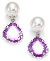 Thumbnail for your product : Majorica 10MM White Pearl, Faceted Drop & Sterling Silver Earrings