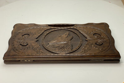 A & E Millwork Ltd Hand Made 25" x 24" Solid Oak Howling Wolf 3 in 1 - Chess, Checkers, and Backgammon Table with Playing Pieces