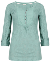 Thumbnail for your product : Marks and Spencer Indigo Collection Cotton Rich Jacquard Yoke Henley Neck Top