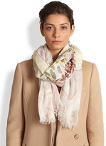 Thumbnail for your product : Stella McCartney Leopard Face Silk Modal Scarf