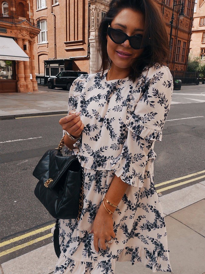 In The Style x Lorna Luxe high neck ruffle detail mini dress in
