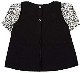 Amelia Infants' Leopard-Print-Sleeves Brushed Cotton-Blend Dress-Black