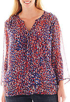 Thumbnail for your product : Liz Claiborne 3/4-Sleeve Split-Neck Blouse with Cami - Plus