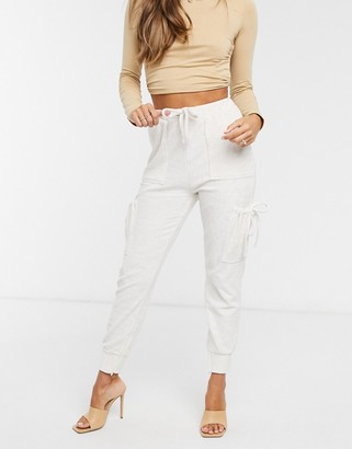 The Couture Club towelled cargo pants in cream