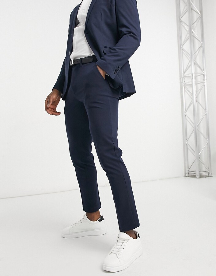 Selected jersey suit pants in slim fit navy - ShopStyle