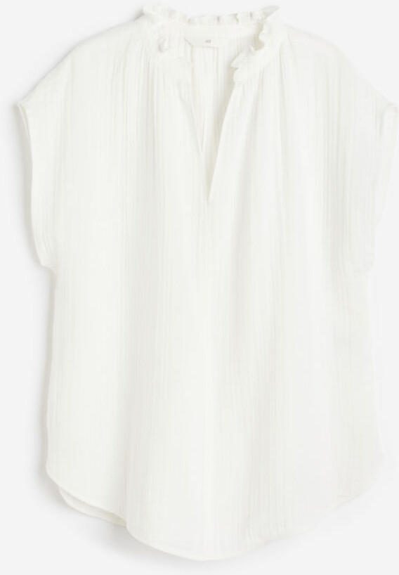 H&M Linen-blend Wrap Blouse - ShopStyle Tops