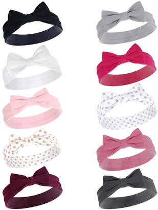 Hudson Baby Girl Cotton Headbands, 10 Pack, One Size