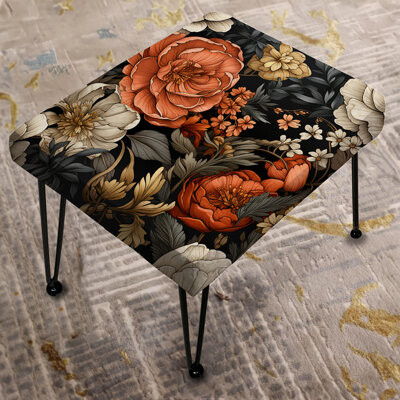 Design Art Splendid Marigold Mosaic Collage - Floral Rectangle Ottoman