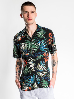 Barney Cools Holiday Short Sleeve Shirt in Black Tropics
