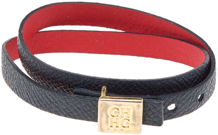 CH Carolina Herrera Black Leather Double Wrap Bracelet - ShopStyle