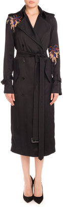 Victoria Beckham Floral-Embroidered Double-Breasted Trenchcoat