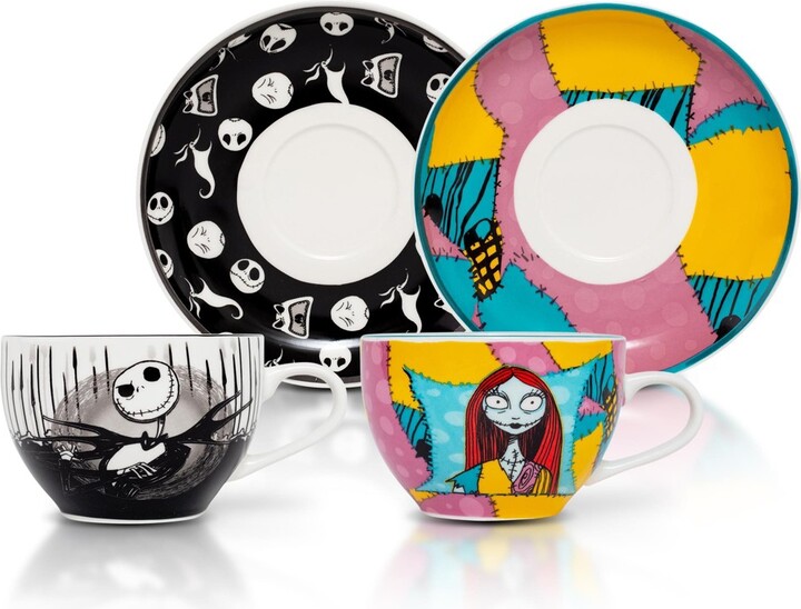 Silver Buffalo Disney The Nightmare Before Christmas Jack & Sally Teacup and Saucer Set of 2