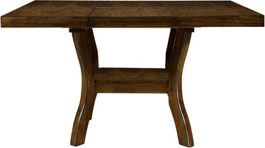 Red Barrel Studio Transitional Dining Table With Lower Display Shelf And Extension Leaf Mindy Veneer Wood Dining Room Furniture