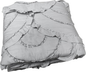 Design Studio Scallop Ruffle Gray Garment Washed Soft Solid Quilt Set