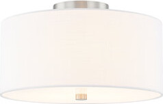 Justice Design Group Textile - Classic Drum Semi-Flush - Linen Fabric Shade - 14\