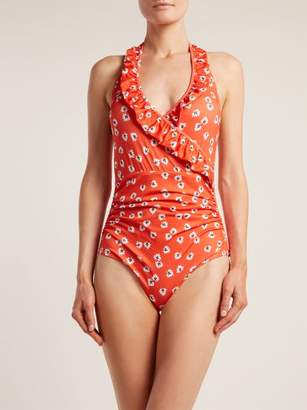 Ganni Columbine Floral Print Swimsuit - Womens - Red Multi