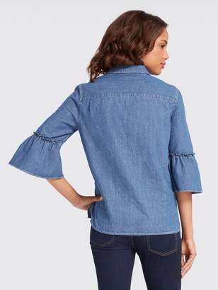 Draper James Chambray Bell-Sleeve Button Down