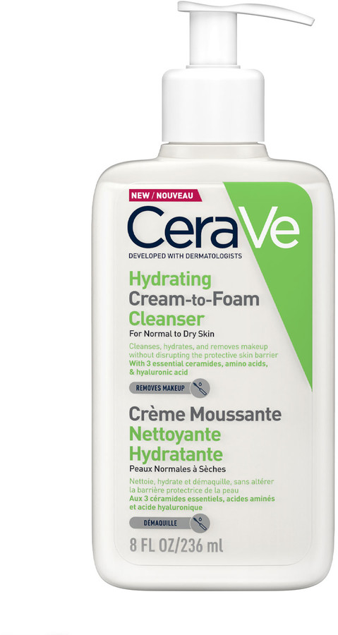cerave hydrating hyaluronic acid plumping cleanser for normal to dry skin 236ml