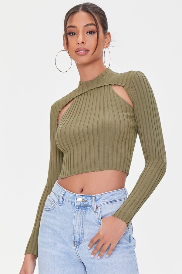 Forever 21 Ribbed Cutout Cropped Sweater - ShopStyle