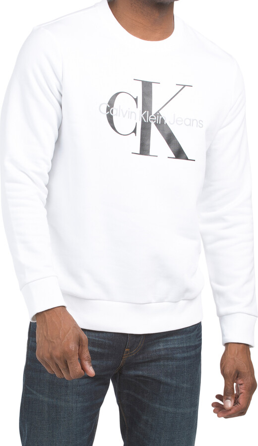 Calvin Klein Long Sleeve Monogram Crew Neck Sweatshirt - ShopStyle