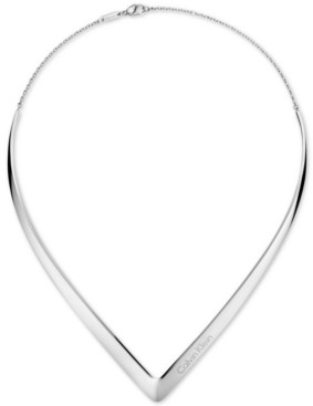 Calvin Klein Polished Chevron 11-3/4" Choker Necklace in Stainless Steel