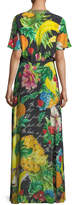 Thumbnail for your product : Camilla Tie-Front Short-Sleeve Floral-Print Silk Maxi Dress