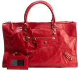Thumbnail for your product : Balenciaga red distressed leather 'Giant Work' large top handle bag