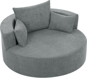 Latitude Run 360° Swivel Accent Barrel Chair: 3 Removable Pillows Chenille Fabric For Living Room/bedroom/office/hotel