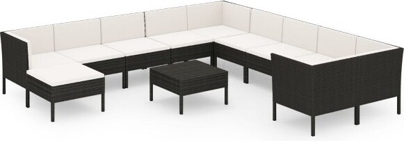 VidaXL vidaXLGardenLoungeSetPatioSectionalSofaCouchOutdoorPolyRattanBlack