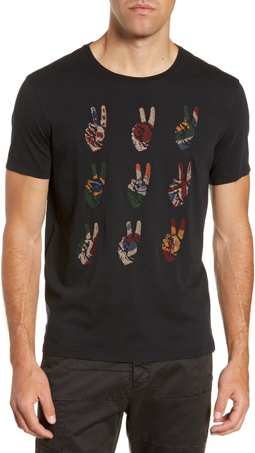 Star USA Peace Hand Embroidered T-Shirt