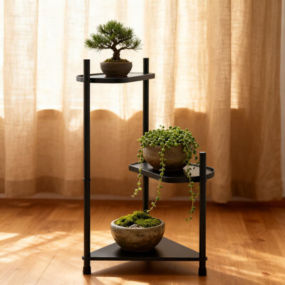 17 Stories 3-Tier Corner Plant Stand For Indoor Outdoor Use Tall Metal Plant Shelf With Removable Trays For Multiple Plants Space-Saving Display Rack For Livin
