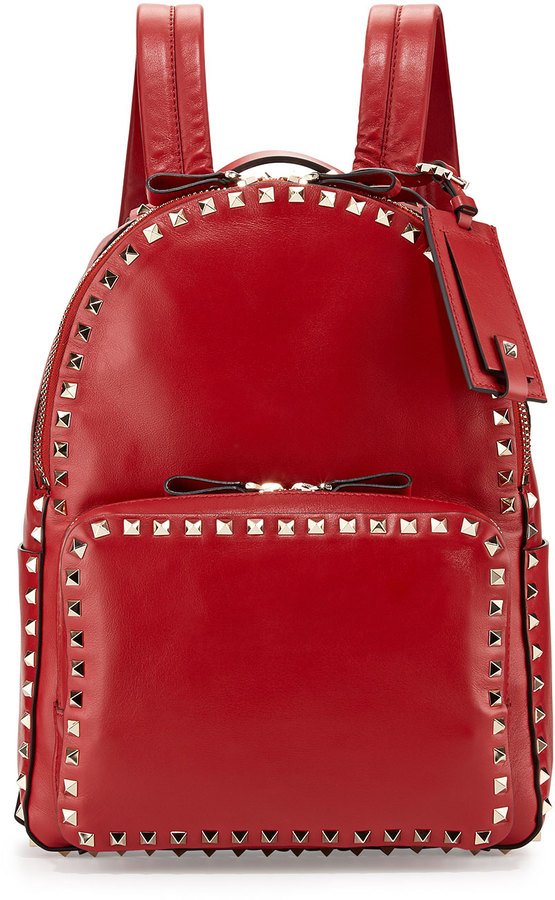 Valentino Rockstud Medium Backpack, Red ShopStyle