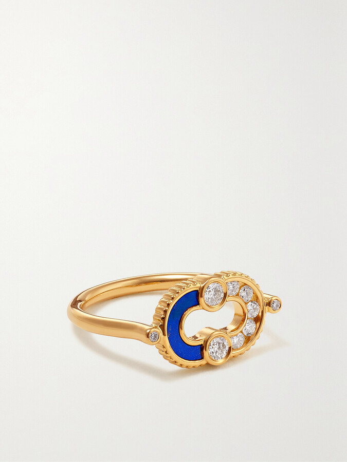 Viltier Magnetic 18-karat Gold, Lapis Lazuli And Diamond Ring - 5