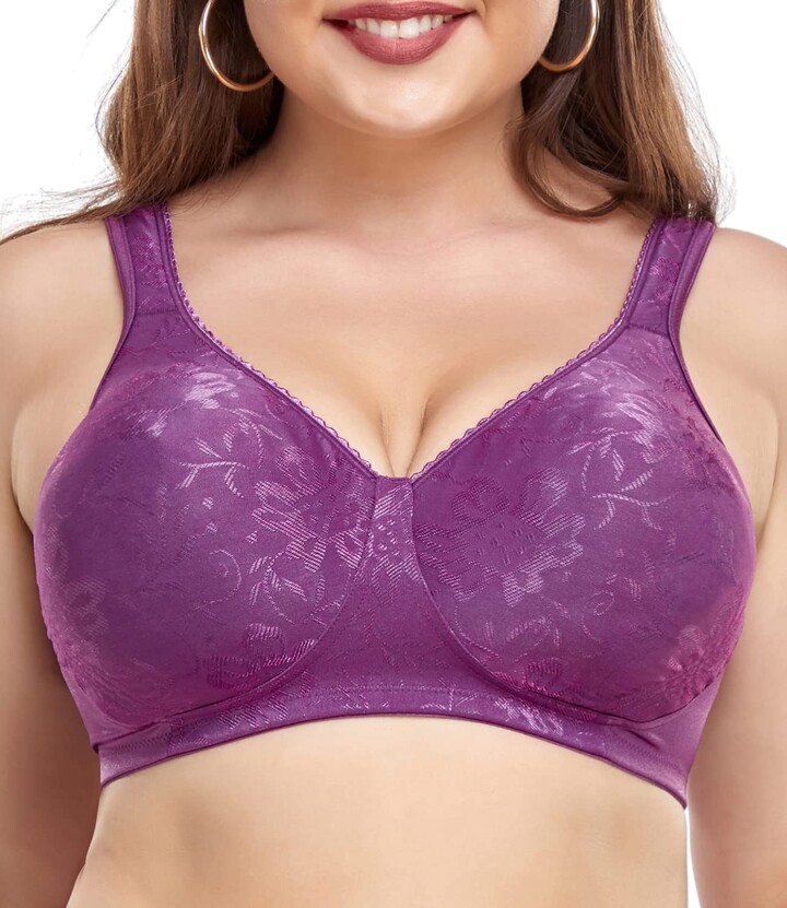 frugue Wireless Comfort Sleep Plus Size Bra Champagne US 34 DD at   Women's Clothing store