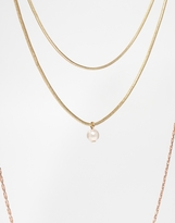 Thumbnail for your product : ASOS Multirow Fine Chains Necklace with Faux Pearl