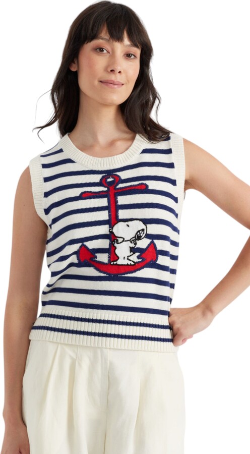 Chinti and Parker Chinti Meets Peanuts Embroidered Snoopy Anchor Tank