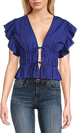 Vigoss Ruff Shoulder Peasant Top