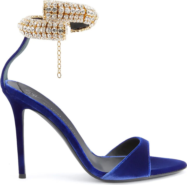 105mm Intriigo Bijoux velvet sandals