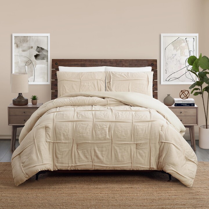 Laurel & Mayfair Riley Pleated 3-Piece Comforter Set - All Seasons Bedding Set