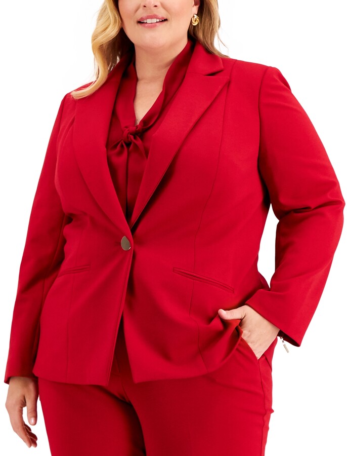red plus size blazer