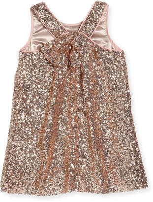 Milly Sequin Bow-Back Shift Dress, Size 4-7