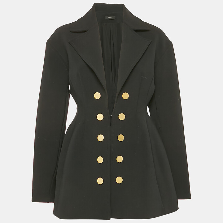 Ellery Black Gabardine Button Detail Coat S
