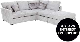 Ideal Home Lara Right-Hand Fabric Corner Chaise Sofa With Footstool